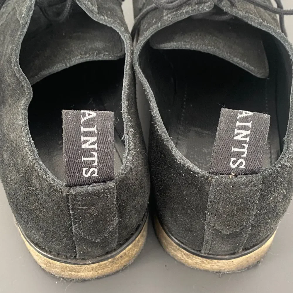 All Saints Black Suede Men's Lace-Up Dress Shoes Sz 42 US 9